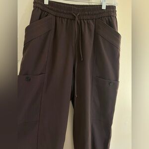Brown Dress Pants with elastic waist, tapered Size S